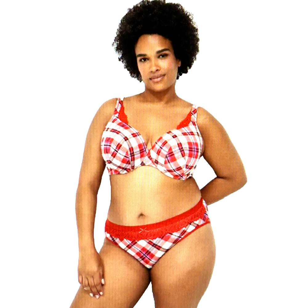 NWT Lane Bryant White And Red Plaid Hipster Stretch Panties in Size 3X 26 28